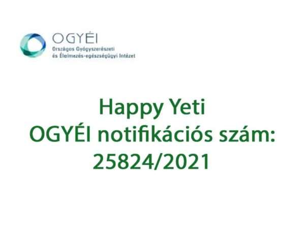 A Happy Yeti OGYÉI notifikációval rendelkező, legális és megbízható készítmény. OÉTI engedélyszáma: 25824/2021.